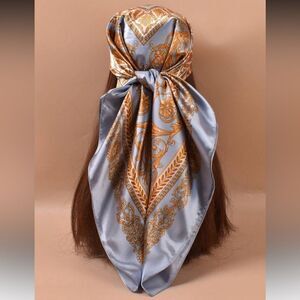 Elegant Blue and Gold Scarf S50